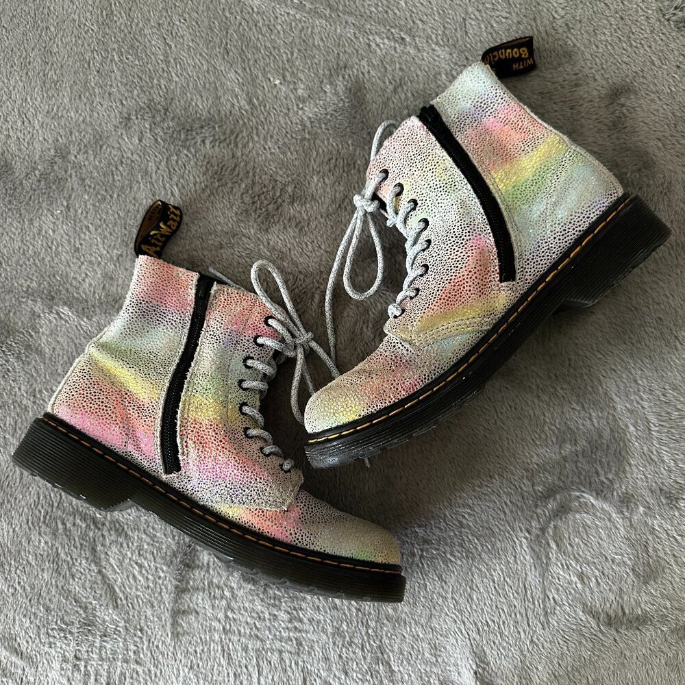 Dr. Martens Pascal Rainbow Iridescent Boots Kids Size 3 Girls Shoes